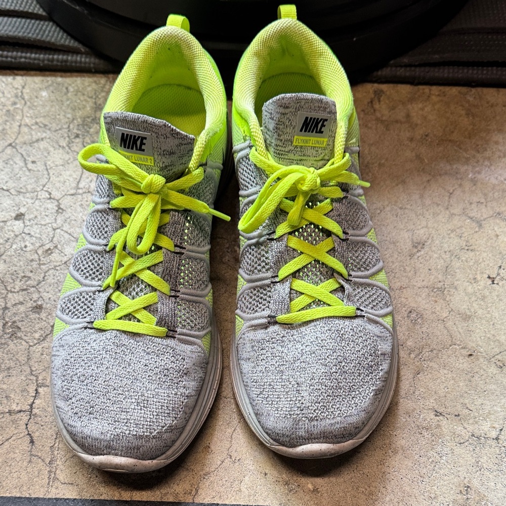 Nike Flyknit Lunar 2- Lime and Gray Athletic Shoes